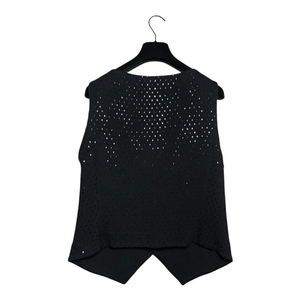 ST. John Evening Vintage 90s Black Knit Paillettes Vest Size 12 - Picture 3 of 8